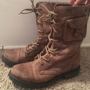 Distressed combat boots